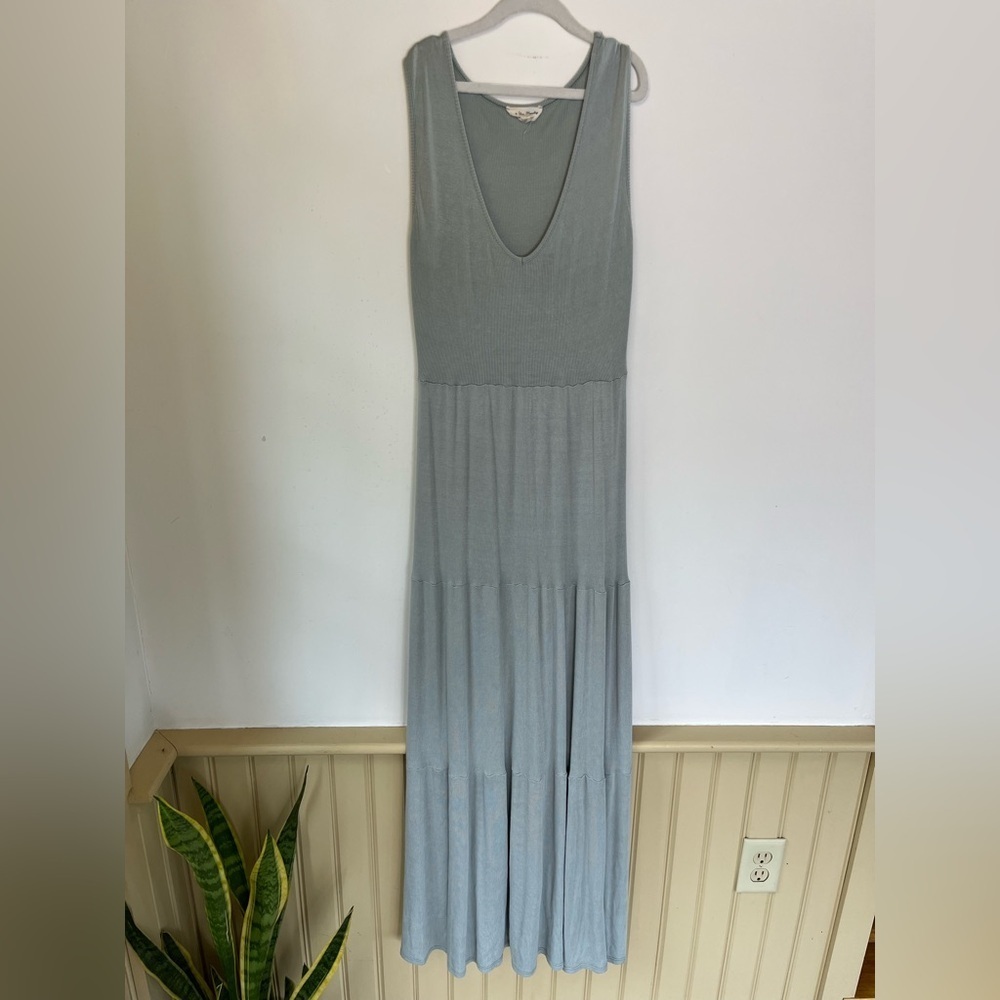 See You Monday Anthropologie Maxi Tiered Sage Green Sundress Women’s Sz S - Picture 6 of 8